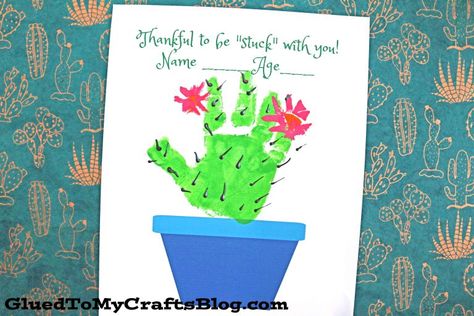 Stuck With You - Handprint Cactus Plant Printable Cactus Footprint Art, Cactus Handprint Art, Valentines Crafts For Kids, 1st Grade Crafts, Summer Crafts For Toddlers, Plant Printable, Print Crafts, February Month, Infant Room