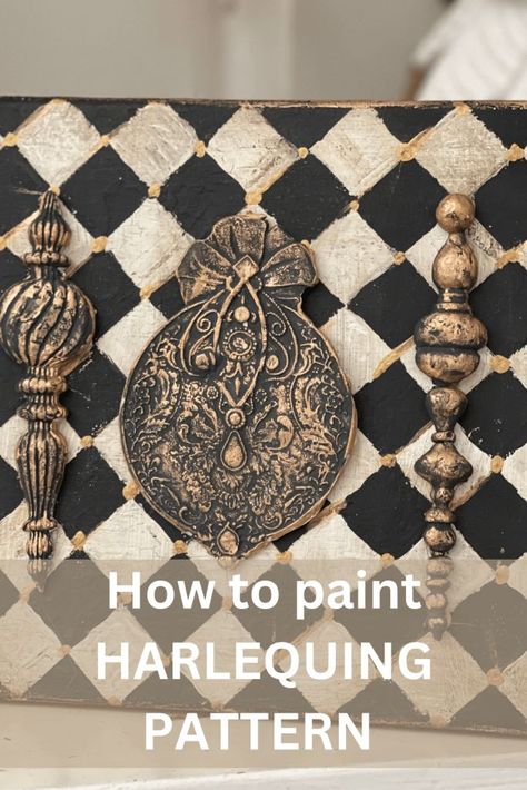 Learn how to paint harlequin pattern easy. Perfect background to any project! Step by step painting harlequin guide Just That Perfect Piece Joanna Gaines Paint, Harlequin Pattern, Perfect Background, Farm House Colors, Budget Home Decorating, Learn How To Paint, Eclectic Art, General Crafts, Painting Furniture Diy