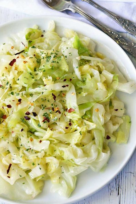 It's surprising really, but simple buttered steamed cabbage is a delicacy. Steaming transforms the bitter vegetable into a delectable dish, and it's so inexpensive too! Steamed Cabbage Recipe, Steam Vegetables Recipes, Cooked Cabbage Recipes, Easy Cabbage Recipes, Cabbage Recipes Healthy, Steamed Cabbage, White Cabbage, Cabbage Recipe, Steam Recipes