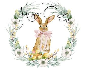 LindaSueCraftDesigns - Etsy Easter Floral Wreath, Bunny T Shirt, Bunny Png, Easter Prints, Rabbit Gifts, Easter Floral, Easter Printables, Digital Goods, Bunny Print