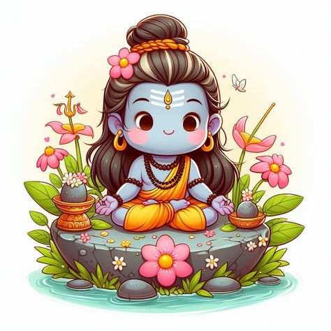 Shiv Cartoon Image, Cute God Drawing, Ganeshji Drawing, Baby Ganesha Murti, Vishnu Drawing, God Doodles, Cute Ganesha Drawing, Cute Shiva, Baby Shiva