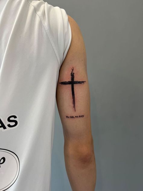 Christian Shield Tattoos For Men, Simple Cross Tattoo For Men, Cool Forearm Tattoos Men, Ideas Tatuajes Hombre, Bible Tattoos For Men, Tato Men, God Tattoos For Men, Tato Simple, Tattoo Back Of Arm