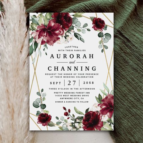 Sage And Red Wedding, Imbolc Wedding, Emerald Green And Burgundy Wedding, Green And Burgundy Wedding, Burgundy And Gold Wedding, Wedding April, Red Blush, Wedding Red, White Wedding Invitations