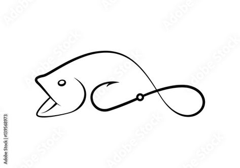 Stock Image: graphic fishing hook, vector Fishing Tatoos Small, Easy Tattoo Ideas To Draw On Yourself, Fishing Tattoo Stencil, Fine Line Fishing Tattoo, Feminine Fishing Tattoo, Fish Memorial Tattoo, Bass Fishing Tattoos, Fisherman Tattoo Ideas, Tattoo Pesca