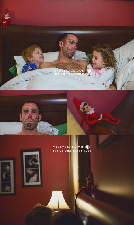 Elf on the Shelf pranks dad by drawing on his face by Carey Pace Elf Drawing On Face, Simple Pranks, Drawing On Face, Elf On The Shelf Pranks, Elf Drawing, Easy Pranks, Elf Drawings, Peanut Blossoms, Elves Gift