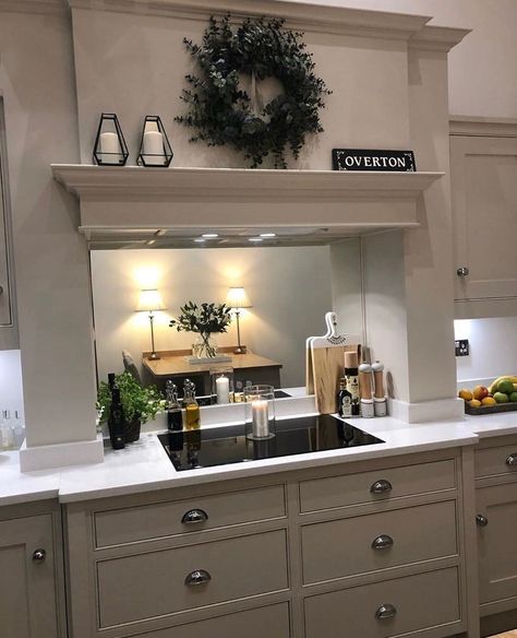 Ruth on Instagram: “It’s that kind of day when you need cosy and candles 🕯  #kitchendetails #kitchenmantle  #mirroredsplashback  #candlelover…” Cooker Hood Ideas, Kitchen Mantle, Small Kitchen Design Apartment, Kitchen Cooker, Hood Ideas, Open Plan Kitchen Dining Living, Small Cottage Kitchen, Barn Kitchen, Open Plan Kitchen Dining