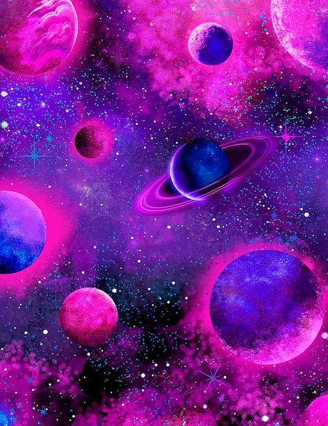 Scrapbooks Ideas, Galaxy Fabric, Space Fabric, Timeless Treasures Fabric, New Retro Wave, Fun Fabric, Space Planets, Images Esthétiques, Digital Print Fabric