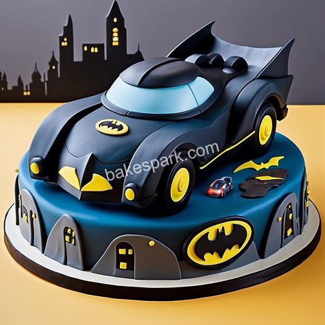 Batman Cakes That Will Make Your Party Legendary - BakeSpark Batwheels Cake, Batman Cakes For Boys, Superhero Cake For Boys, Batman Pasta, Batman Cake Design, Boy Birthday Cakes, Cake Batman, Minecraft Cake Designs, Batman Birthday Cakes