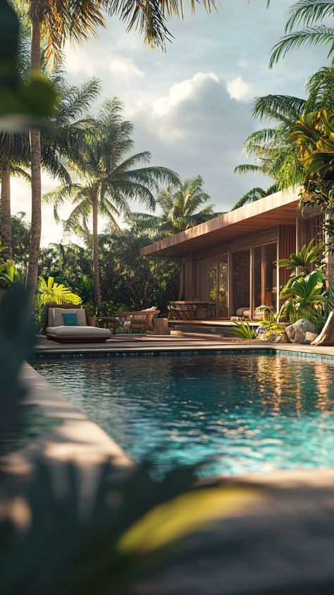 Luxurious Tropical Hideaway with Lush Garden and Pool Tropical Penthouse, Tropical Hideaway, Tropical Velvet Luxe, Infinity Pool Tropical, Rainforest Beach House, Exotic Homes, Tropical Getaways, Tropical Houses, Lush Garden