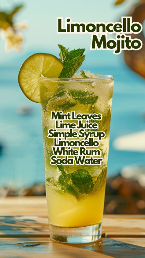 Limoncello Mojito Cocktail, Limoncello Mojito, Summer Rum Cocktails, Unwind After Work, Limoncello Cocktails, Mint Cocktails, Italian Cocktails, Beach Cocktails, Mojito Cocktail