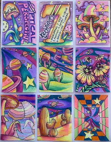 The Lost Sock : Visual Perspective ATC (art trading cards) Art Trading Cards Ideas, Artist Trading Cards Ideas, Abs Art, Trading Card Ideas, Diy Canvas Art Easy, Art Teacher Resources, Ib Art, Picture Drawing, Middle School Art Projects