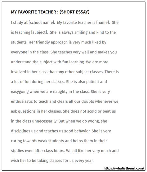 My Favorite Teacher essay My Favorite Teacher Essay, My Favorite Person Essay, My Class Teacher Essay, Letters For Teachers From Student, My Favourite Teacher Essay, My Best Teacher Essay, My Teacher My Hero, My Teacher Essay, Reading Skills Worksheets