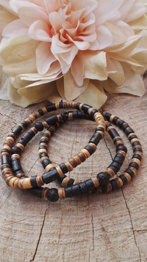 Mens Surfer Style, Mens Stretch Bracelets, Mens Bracelet Fashion, Mens Bracelet Set, Wood Bead Bracelet, Surfer Style, Bracelet Pandora, Bracelet Mens, Silver Chain Bracelet