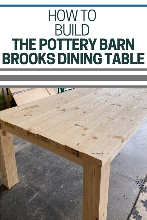 DIY this $2000 Pottery Barn Brooks Dining Table for less than $200! Follow these easy plans and build your own outdoor (or indoor) farmhouse table. Outdoor Dining Table Diy, Farmhouse Kitchen Table Diy, Kitchen Table Diy, Diy Patio Table, Farmhouse Table Plans, Farmhouse Kitchen Table, Diy Dining Room Table, Outdoor Farmhouse, Diy Kitchen Table