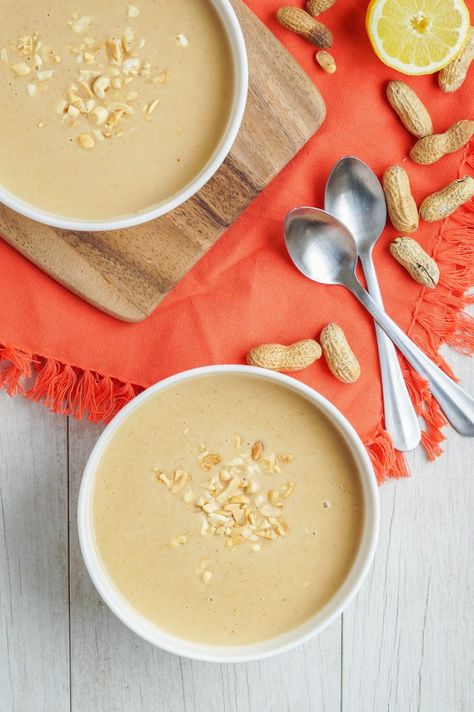 Groundnut Soup, Peanut Soup Recipe, Butter Soup, Peanut Butter Soup, Colonial Recipe, African Peanut Soup, Peanut Stew, Peanut Soup, Bite Size Appetizers