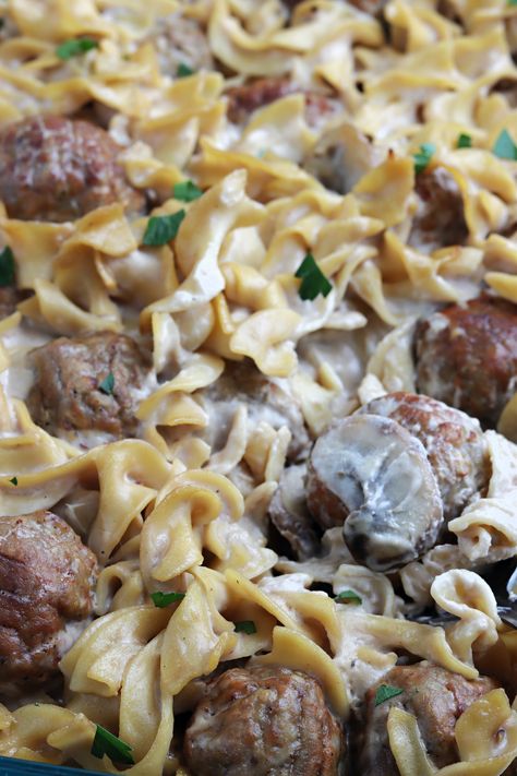 Swedish Noodle Bake, Swedish Meatball Noodle Casserole, Swedish Meatball Noodle Bake 12 Tomatoes, Meatball Noodle Casserole, Polish Pasta Casserole, Swedish Meatball Noodle Bake, Swedish Meatball Casserole Recipe, Meatball Casserole Recipes, Swedish Meatball Bake