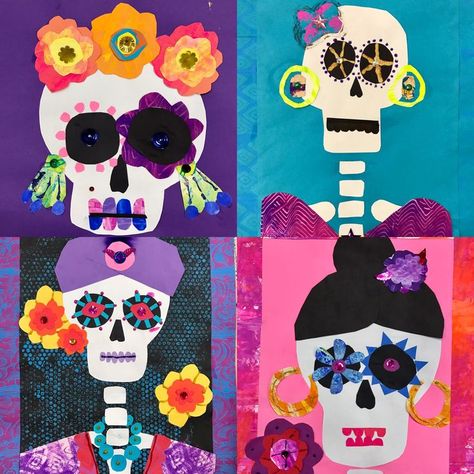 Art For Elementary Students, Halloween Art Lessons, Halloween Riddles, Bricolage Halloween, Halloween Art Projects, October Art, Fall Art Projects, Day Of The Dead Art, 4th Grade Art