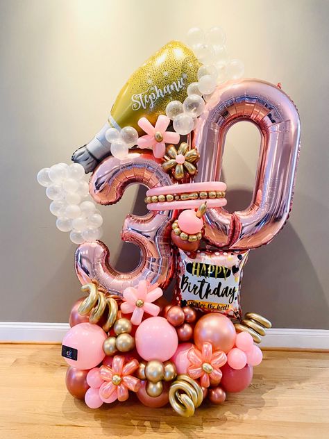 Balloon Stack, Balloons Number, 21st Ideas, Balloon Arrangement, 40 Birthday, Ideas Cumpleaños, Balloon Arrangements, Party Deco, Happy 30th