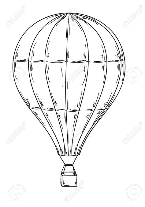 Ballon Drawing, Hot Air Balloon Drawing, Hot Air Balloon Tattoo, Air Balloon Tattoo, Hot Air Balloons Art, Balloon Tattoo, Charcoal Sketch, Vector Sketch, Balloon Art