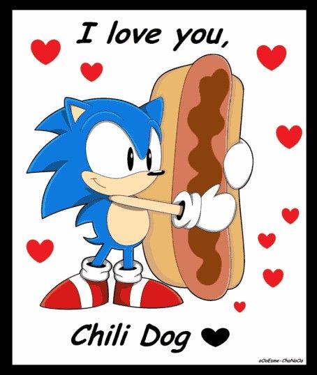 Sonic classic love chilidog Sonic Chili Dog, Chili Dog, Classic Love, Chili Dogs, Sonic Funny, Sonic Art, The Hedgehog, Hot Dogs, Sonic