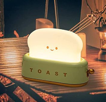 QANYI toaster lamp, Rechargeable with Smile Face Toast Bread Cute toaster Shape room decor Small Night Light for Bedroom, Bedside, Living room, Dining, desk decorations, Gift Toast Lamp, Cute Toaster, Light For Desk, Cute Lamps For Bedrooms, Cute Desk Decor, Cute Night Lights, Nightstand Light, Toast Bread, Decorative Night Lights