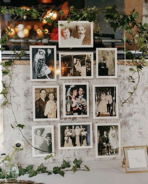 Framed Wedding Photos Of Family At Wedding Display, Generations Wedding Photo Display, Picture Display Wedding, Wedding Picture Display, Polaroid Wedding Ideas, Photo Display Wedding, Wedding Photo Wall, Wedding Photo Wall Display, Family Wedding Pictures