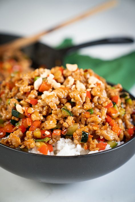 One-Pan Ground Kung Pao Chicken | 12 Tomatoes Kung Pao Recipe, 12 Tomatoes Recipes, 12 Tomatoes, Quick Chicken, Seasonal Food, Cooking Wine, Ground Chicken, Stir Fries, One Pan