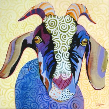 Goat Paintings, Goat Art, A Goat, Farm Art, Animal Quilts, Paintings Art, Whimsical Art, Original Fine Art, Animal Paintings