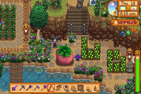 Stardew Valley Farm, Stardew Valley Layout, Stardew Valley Farms, Stardew Valley, Long I, Water