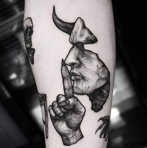 Devil Hand Tattoo, Hand Tattoo Ideas, Devil Tattoo, Face Tattoos, Home Tattoo, Sleeve Tattoos For Women, Black Ink Tattoos, Hand Tattoo, Tattoo Trends