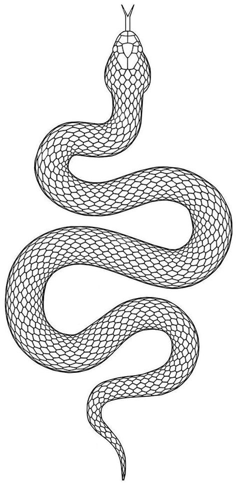 Mirrored Snake Tattoo, Snake Tattoo Stencil, Snake Outline, Small Snake Tattoo, Cobra Tattoo, Tattoo Snake, Snake Drawing, Pola Tato, Snake Tattoo Design