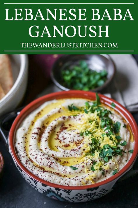 Taste the irresistible blend of smokiness and creaminess in Lebanese Baba Ganoush, the perfect eggplant dip for all! Persian Hummus Recipes, Zaatar Hummus, Lebanese Hummus Recipe, Lebanese Hummus, Baba Ganoush Recipe, Healthy Hummus, Hummus Recipes, Easy Hummus Recipe, Creamy Hummus