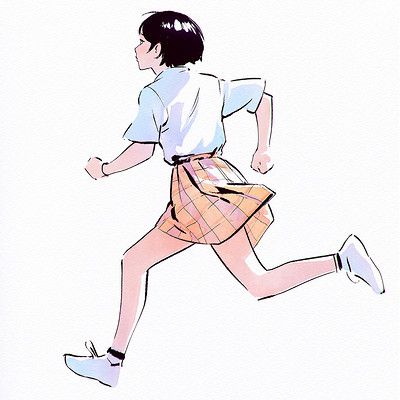 ArtStation - Ilya Kuvshinov People Running Drawing Reference, Cartoon Running Poses, Two People Running Reference, People Running Drawing, Running Anime, Running Drawing, Kuvshinov Ilya, Ilya Kuvshinov, Running Pose