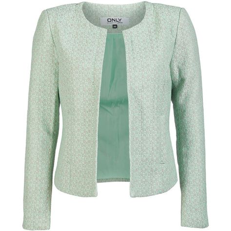 Short blazer. Long sleeves. Round neck without collar. 2 front pockets. Front length: 56 cm in size 38. Back length: 54 cm in size 38. The model is 176 cm tall… Blazer Without Collar, Tunic Pattern, World One, Blazer And Shorts, Collars For Women, New Career, Long Sleeve Blazers, Blazer Outfits, Professional Outfits