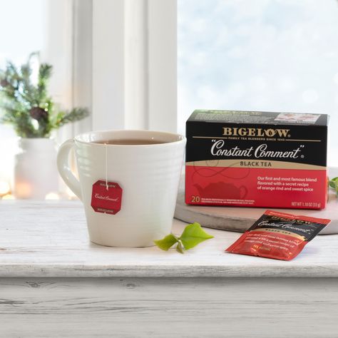 Happy Birthday Sale: 25% Off "Constant Comment" tea. Celebrate Ruth Campbell Bigelow who started Bigelow Tea in her kitchen in 1945 with the infamous “Constant Comment” tea. Tea Flavors, Tea Day, Bigelow Tea, Birthday Sale, Caffeine Content, Orange Rind, Orange Accents, Flavored Tea, Secret Recipe