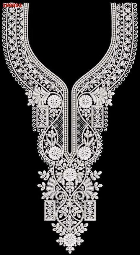 neck embroidery design Lace Saree Designs, Indian Embroidery Designs, Gala Design, Bond Paper Design, Beautiful Neck, New Embroidery Designs, Design Pattern Art, Hand Beaded Embroidery, Designs Coloring Books