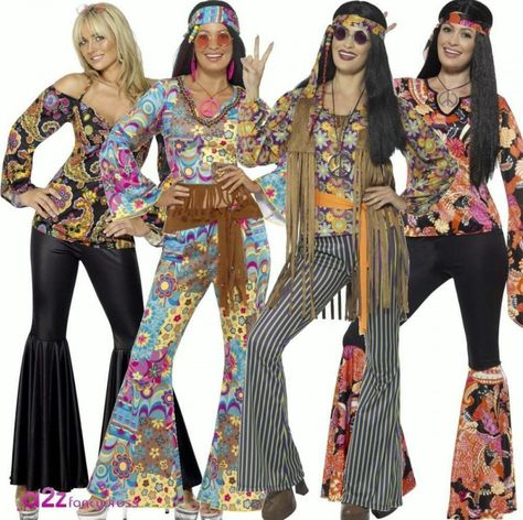 When being normal was not an option Flower Power Outfit, 1970s Costume, Modern Day Hippie, Moda Hippie, Hippie Party, Retro Pants, Womens Fancy Dress, Estilo Hippie, Hippie Look