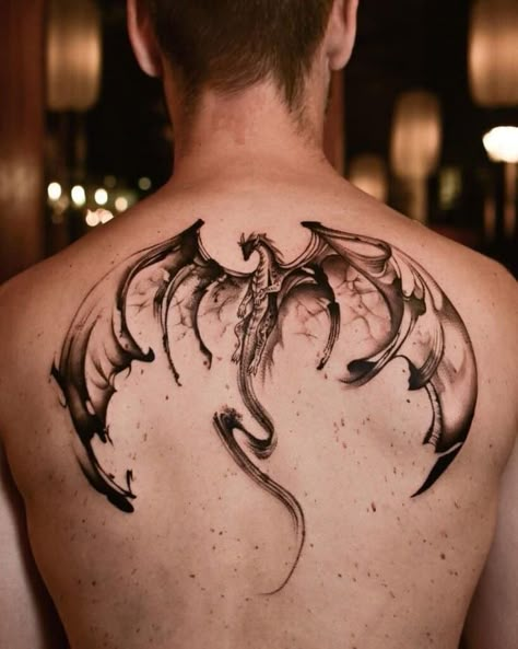 Dragon Tattoo Large, Dragon Tattoo Wrapped Around Arm, Dragon Back Piece, Dragon Tattoo With Wings, Drake Tattoos, Dragon Tattoo Back, Black Dragon Tattoo, Dragon Tattoo Drawing, Vietnam Tattoo