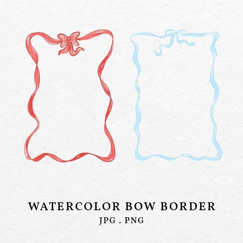 Watercolor Frame Border, Bow Border, Watercolor Bow, Bow Drawing, Frame Illustration, Art Fantaisiste, Frame Logo, Border Frame, Timeless Aesthetic