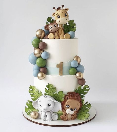 Jungle Theme Cake Without Fondant, Jungle Safari Birthday Cake, Cake Without Fondant, Safari Birthday Cake, Jungle Theme Cake, Birthday Cake Pink, Jungle Safari Birthday, Safari Birthday, Theme Cake