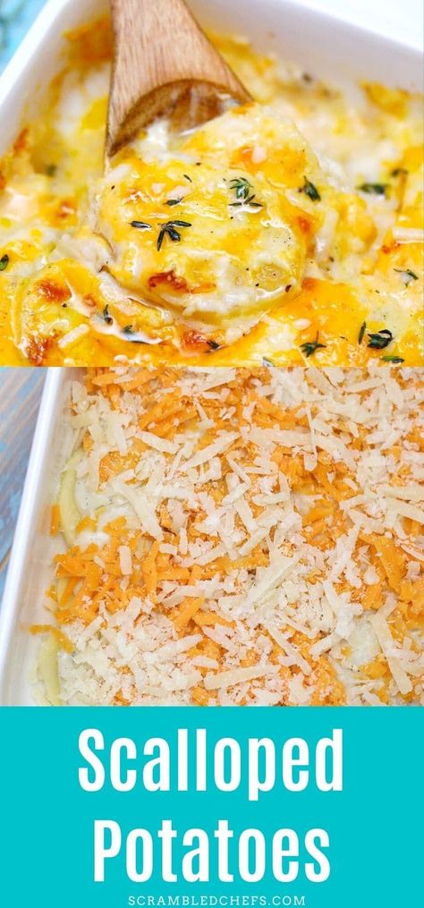 Dig into this homestyle cheese scalloped potatoes recipe that is a perfect easy pantry meal loaded with flavor and creamy sauce with melty cheese! #ScallopedPotatoes #AuGratinPotatoes #PotatoCasserole #SideDish Potato Layers, Casserole Meals, Cheese Scalloped Potatoes, Perfect Potatoes, Cheesy Scalloped Potatoes Recipe, Scalloped Potatoes Crockpot, Easy Scalloped Potatoes Recipe, Sunday Food, Potatoe Recipes