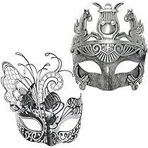 Masquerade Couple, Steampunk Halloween Costumes, Warrior Men, Silver Masquerade Mask, Mardi Gras Wedding, Mask Venetian, Steampunk Bird, Halloween Costume Props, Steampunk Halloween