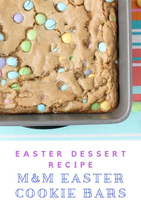 M&M's Cookie Bar recipe makes the perfect Easter dessert. Soft cookies with colorful candy. #musthavemom Easter Dessert Bars, Treasure Cookies, Easter Cookie Bars, Easter Bars, M M Cookie Bars, Dessert Easter, Easter Deserts, Mini Easter Basket, Easter Food Appetizers