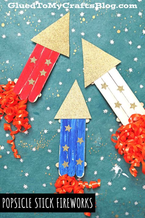 Popsicle Stick Fireworks Craft Memorial Day Crafts, Fireworks Craft For Kids, 4th Of July Crafts, Fourth Of July Crafts For Kids, Fireworks Craft, Summer Camp Crafts, 4th July Crafts, Toddler Arts And Crafts, Preschool Arts And Crafts