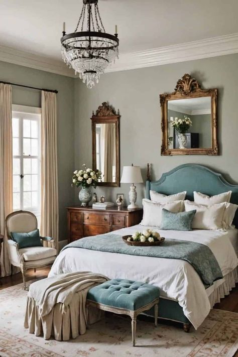 Romantic Master Bedroom Decor Ideas - West Magnolia Charm Antique Master Bed, Antique Guest Bedroom Ideas, Classic French Bedroom, Southern Style Bedroom, Southern Living Bedroom Master Suite, Victorian Master Bedrooms Decor, Alice Lane Bedroom, French Chateau Master Suite, Romantic Master Bedrooms Decor