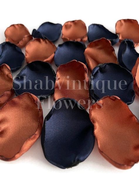 7.00 USD The perfect pop of color to add to your bridal shower table, gender reveal party, wedding aisle, or birthday party decor. Find Flower Petals Mrs bridal honeymoon bachelorette party t-shirts, tees, shirts, mugs, digital planners, and gifts for your bride-to-be and bridesmaids here. Navy Blue and copper flower petals, rose petals, table decor, flower girl petals, baby shower decor, bridal shower decor *****Please note the completion and shipping timeframe is due to high volume of… Navy Blue And Copper Wedding, Wedding Decorations Navy Blue, Rose Petals Wedding Table, Bride Decor, Fall Wedding Decor, Flower Girl Petals, Bridal Honeymoon, Navy And Copper, Rose Petals Wedding