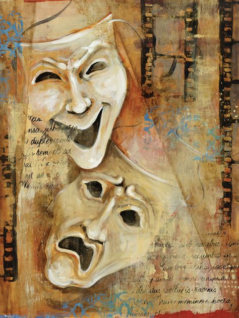 , Art Paintings Famous, Famous Art Paintings, Drama Masks, Decoupage Printables, Theatre Masks, Mask Painting, Paintings Famous, Decoupage Vintage, Famous Art