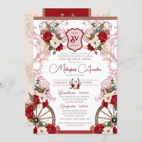 Charro Quinceanera Theme, Charro Invitations, Quinceñera Invitations, Mexican Fiesta Birthday Party, Western Invitations, Charro Quince, Quinceañera Invitation, Quince Invitations, Fiesta Birthday Party