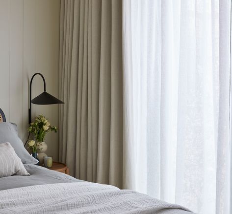 We have two sheer (often called net curtains or voile curtains) fabric collections. Available in two neutral shades of lightweight linen that lets in natural light but gives an extra layer of privacy. We also have a Eco Sheer fabric, made from 100% recycled plastic bottles. This fabric sways elegantly with the breeze, protects your home from a little too much sunlight and provides your home with privacy all year round. Shop at Stitched.co.uk Curtains With Sheer In The Middle, Long Curtains Living Room, Sheer Curtains Bedroom, Window Treatments Sheer, Neutral Curtains, Curtains Fabric, Small Curtains, Brown Curtains, Contemporary Curtains