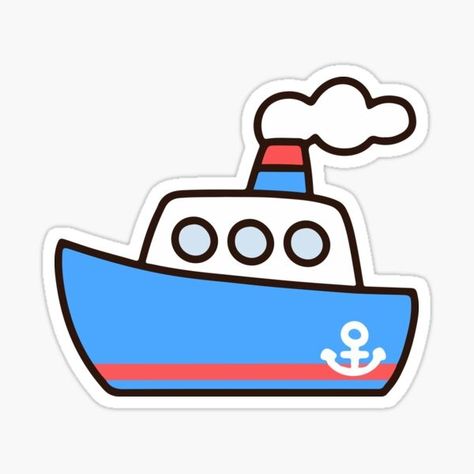 Boat Cartoon, Boat Stickers, 80s Cartoons, Classroom Crafts, Sticker Cute, Steam Boats, Small Boats, Travel Around The World, Travel Around